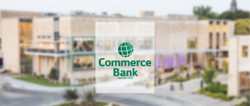 Commerce Bank logo on a backdrop of the Union