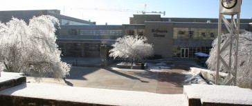 K-State Student Union during an ice storm. 