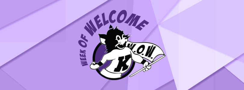 Week of Welcome logo with Willie on a purple background